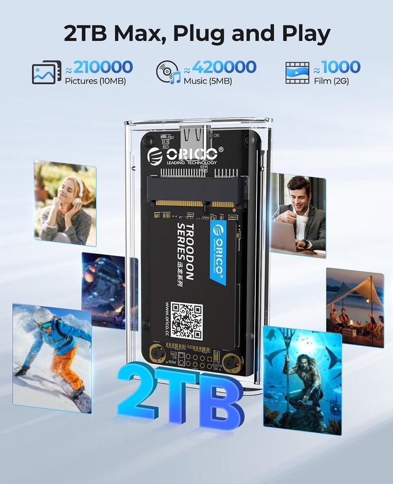 Orico حاوية SSD mSATA USB 3.0، محول SSD خارجي شفاف بسرعة 5Gbps مع كابل USB-C إلى C/A، دعم UASP و TRIM، سعة تصل إلى 2TB، علبة كمبيوتر محمولة لـ 3050 mSATA SSD - Image 4